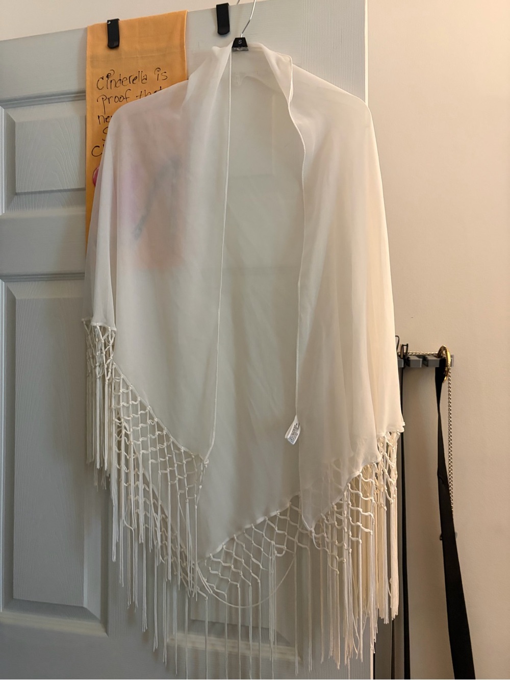 Ivory/cream Sheer Fringe Shawl/wrap